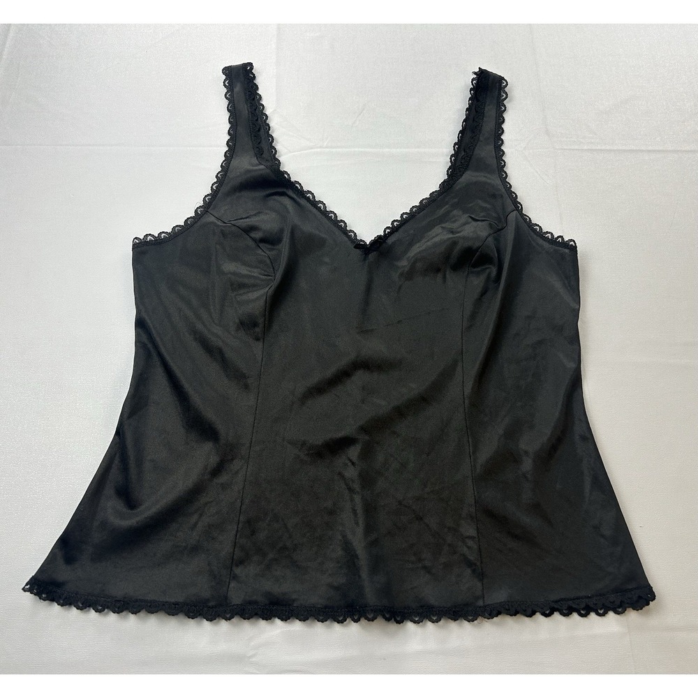 Vintage Warner's Perfect Measure 36 Black Nylon Camisole Lace Lingerie USA
